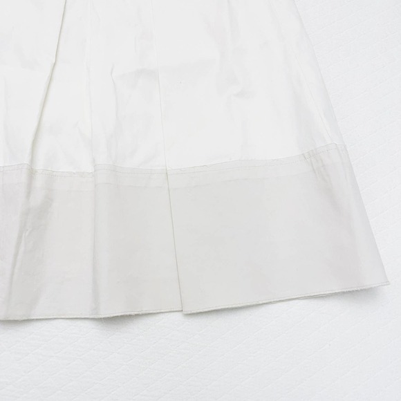 Rebecca Taylor Pleated Cream Skirt Contrast Banded Hem SZ6 - Picture 5 of 6